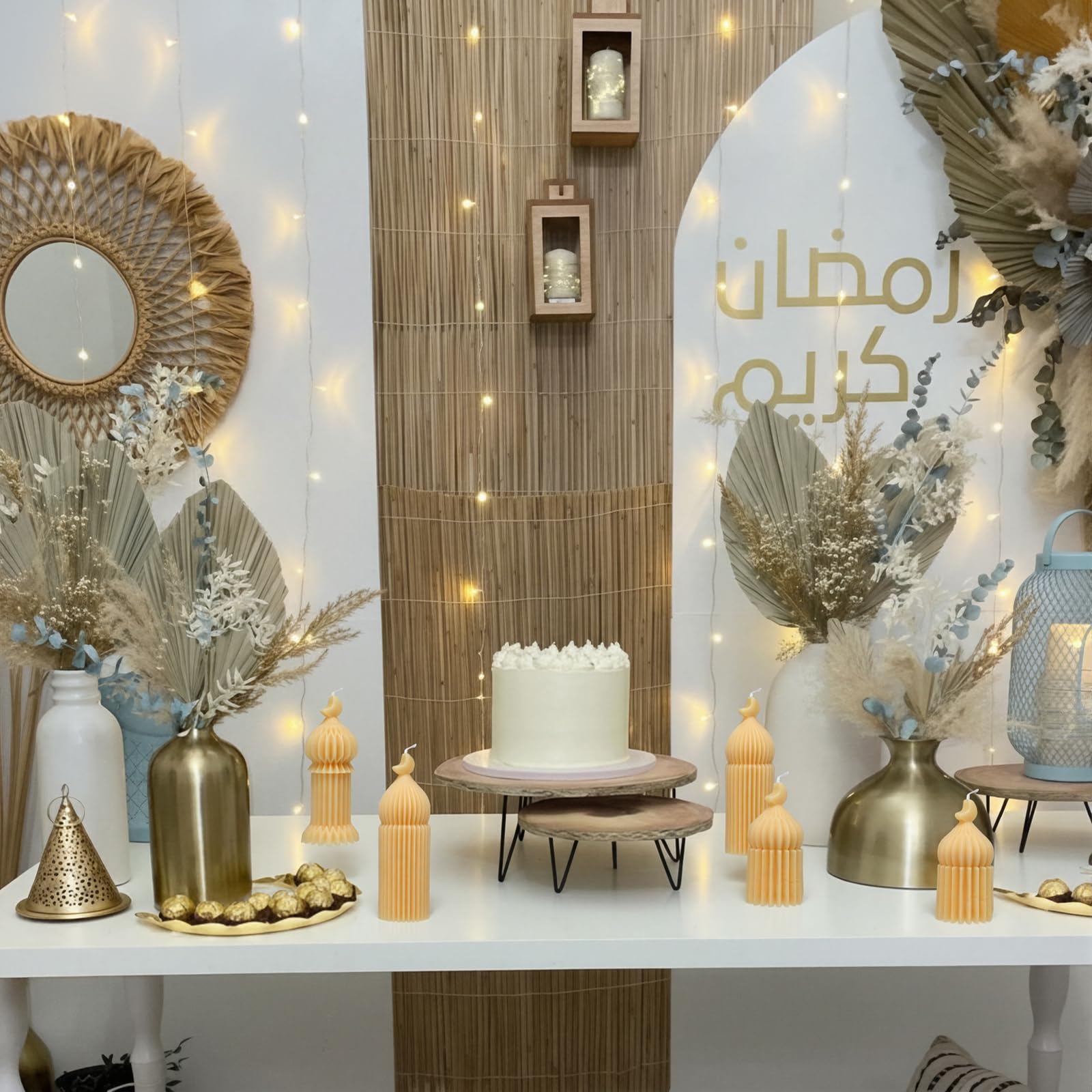Large Ramadan Mubarak candle 4.3 x 1.6 inches Lyrow