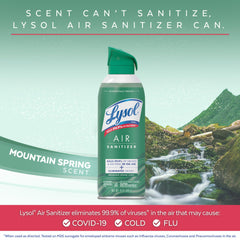 Lysol air sanitizer spray viruses bacteria elimination in air