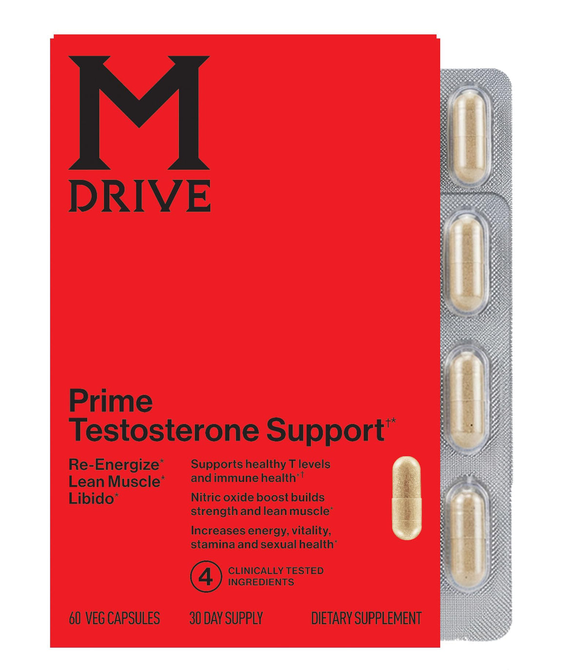 M Drive Prime Men's T‑Support 60ct bottle capsules