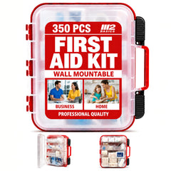 M2 BASICS 350 Piece Professional Wall-Mount First Aid Kit wall mount case