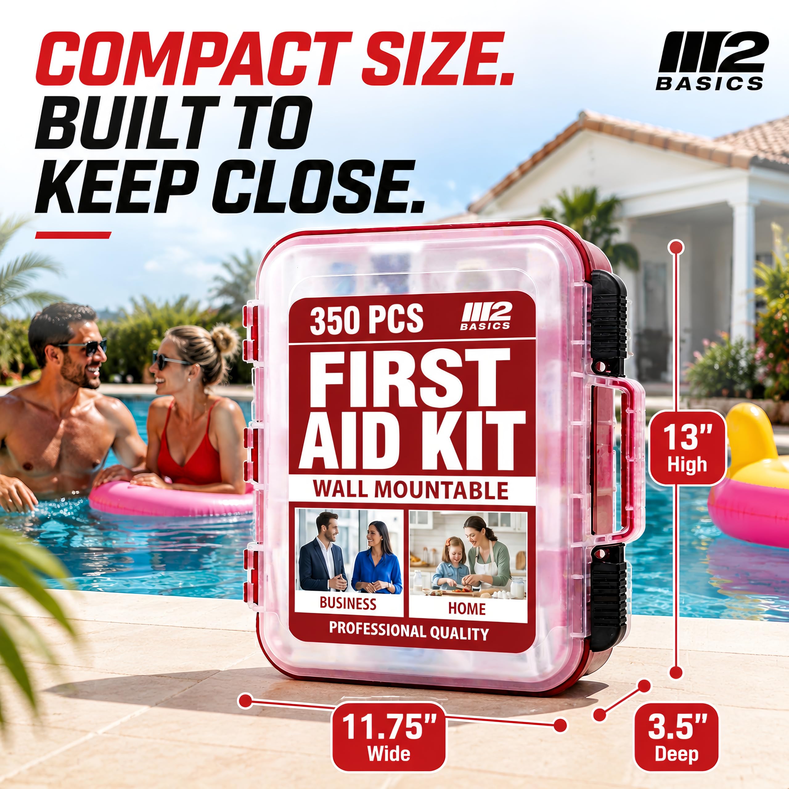 Wall mount hard case for first aid supplies