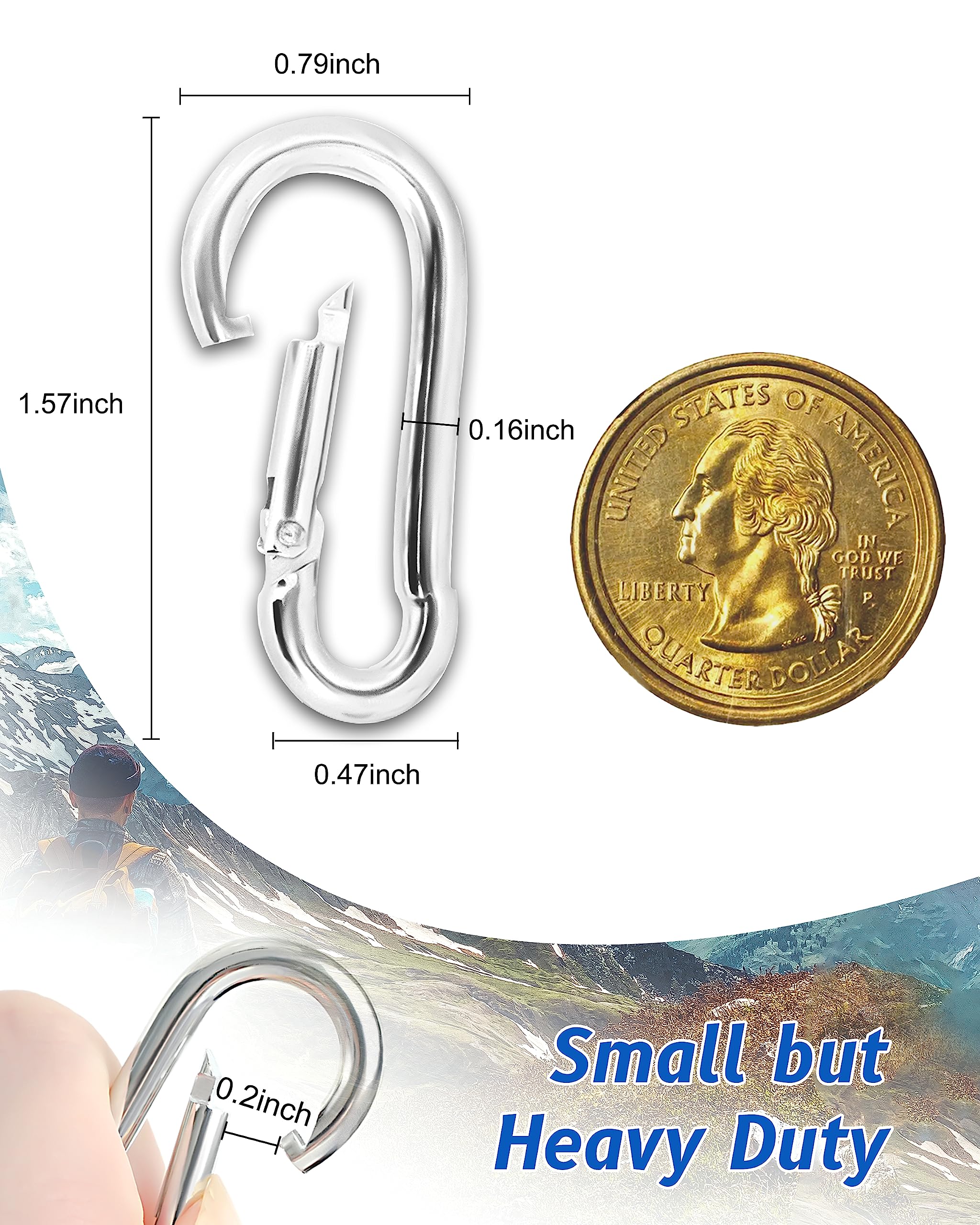 M4 Stainless Steel Spring Snap Hook carabiner
