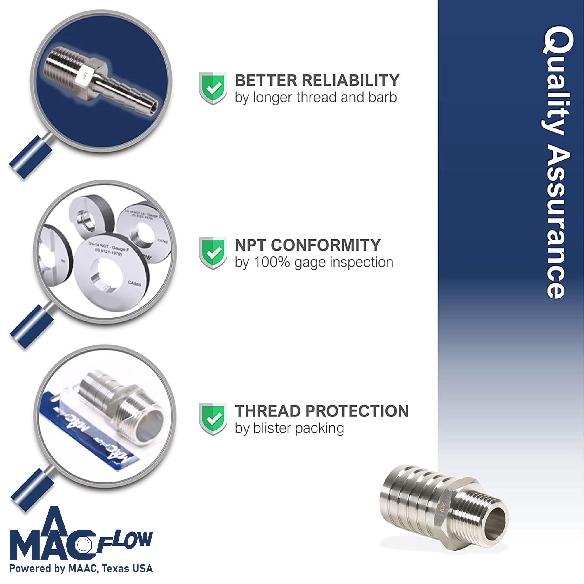 Maacflow thicker wall design hose fitting closeup