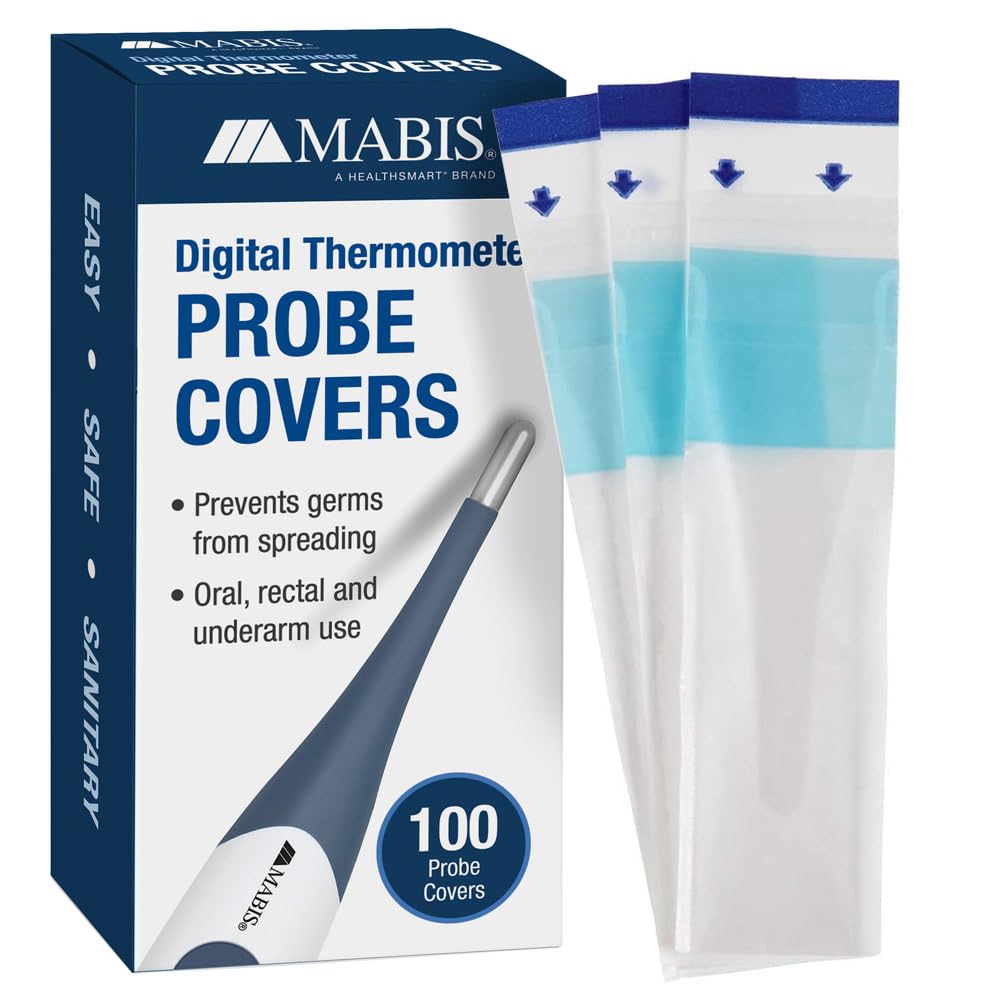 MABIS disposable probe covers for digital thermometers in packaging