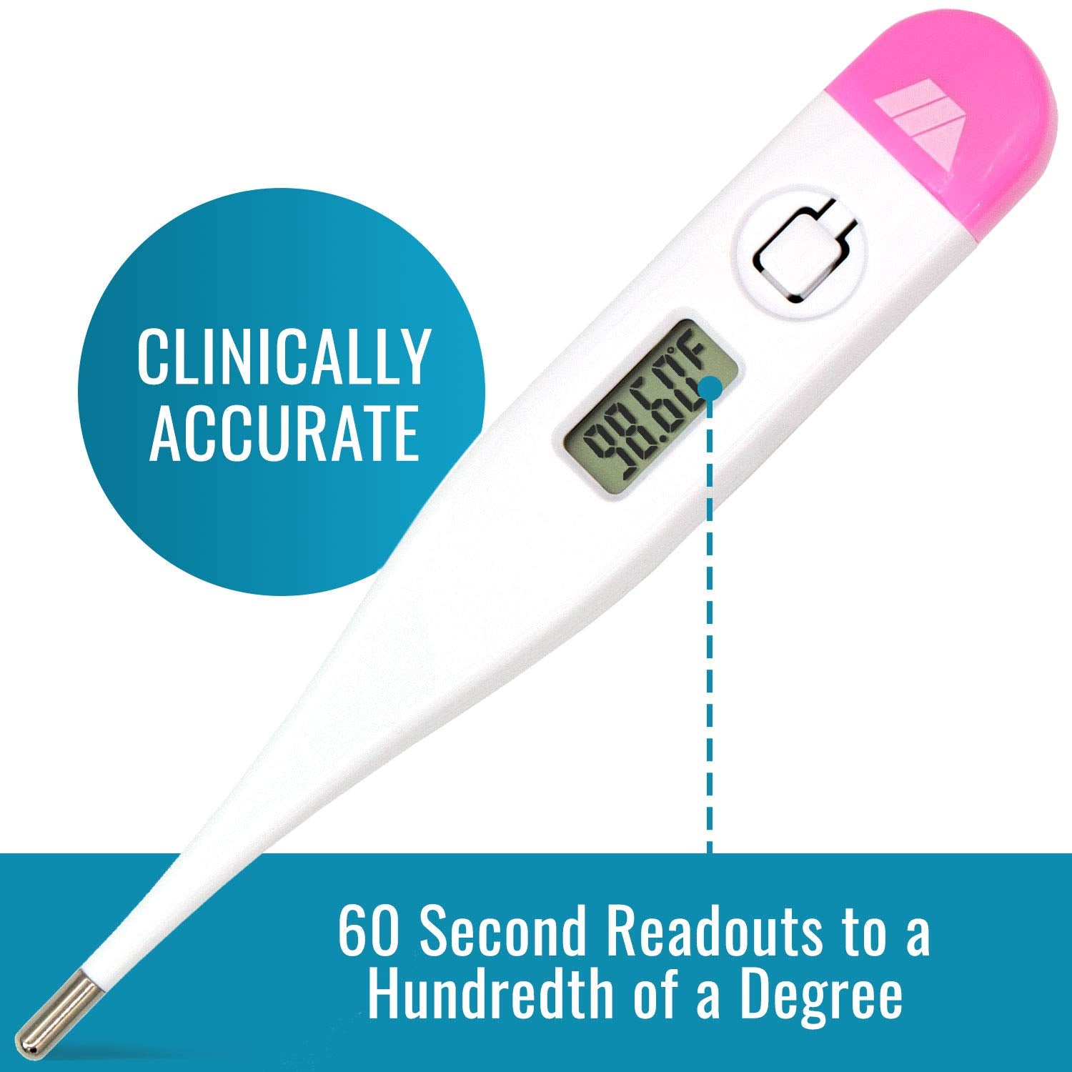 Oral use basal thermometer compact white and pink