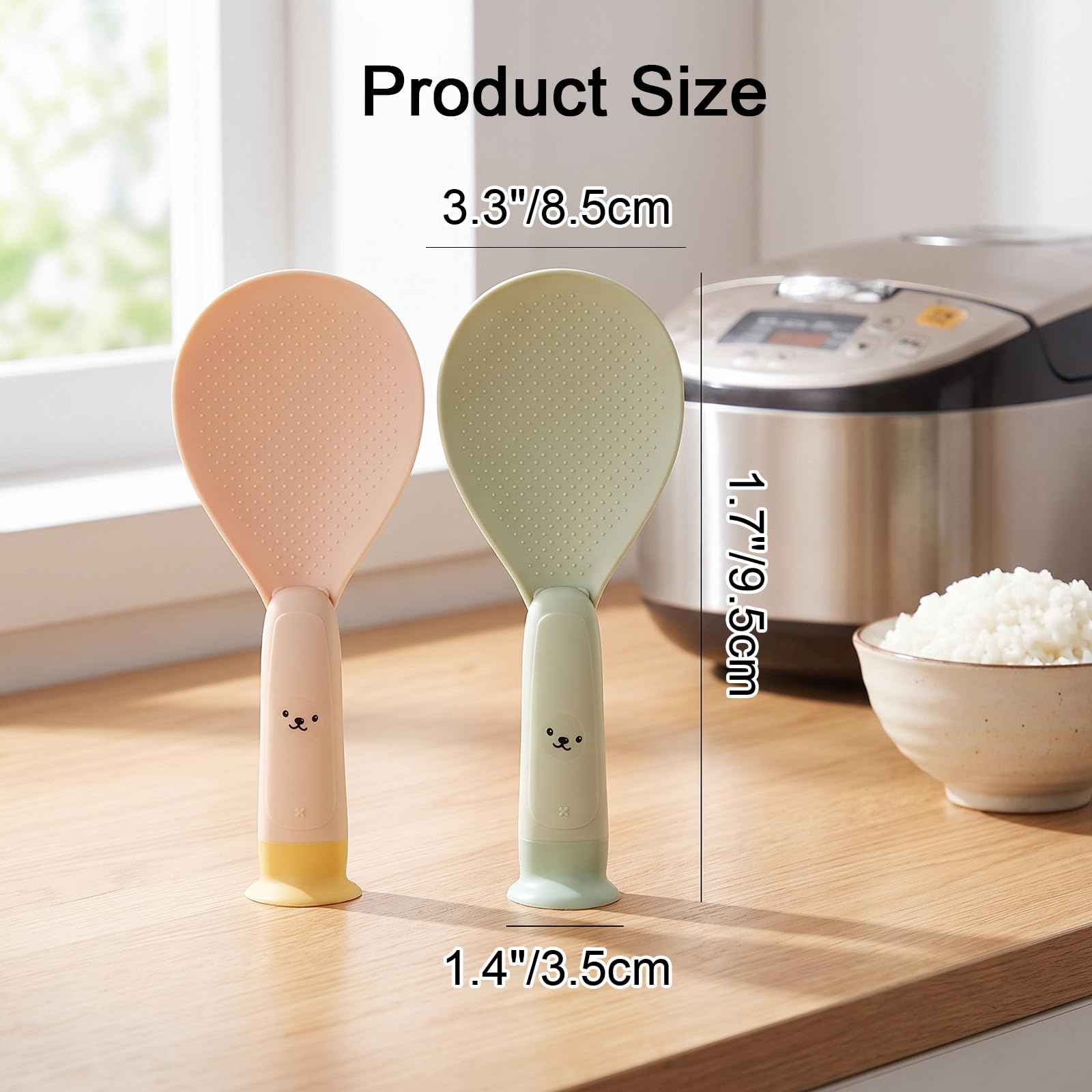 2-piece Mabor rice spoon set cream and light-green colors