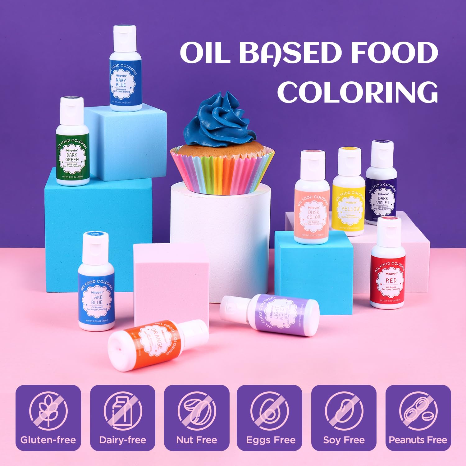 Macarons coloring with Blue Bell oil based coloring gel