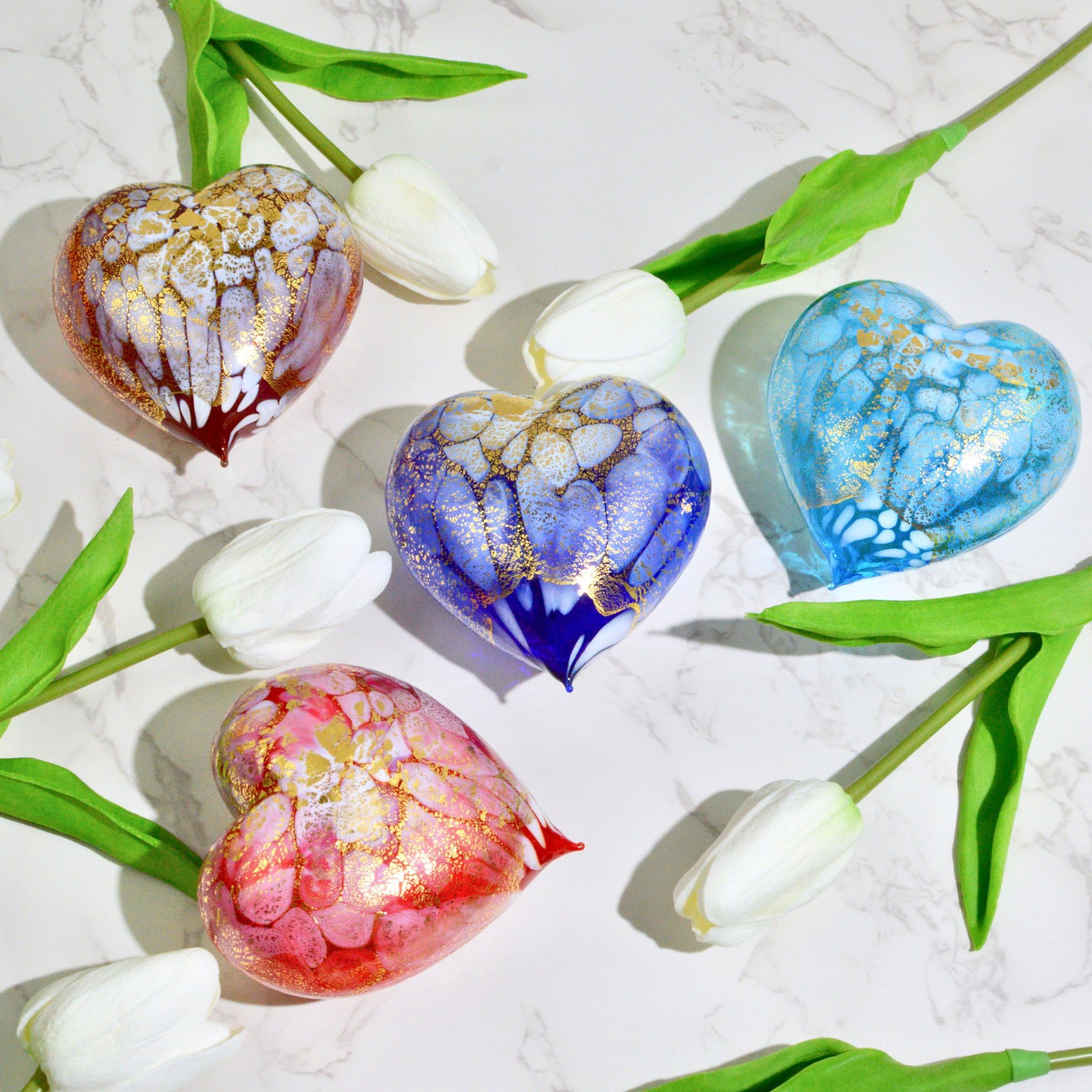 24k gold dust Murano hollow heart decor