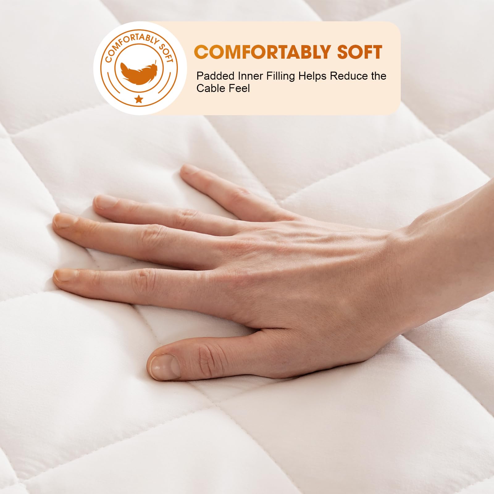 Machine washable heated mattress pad white 60x80