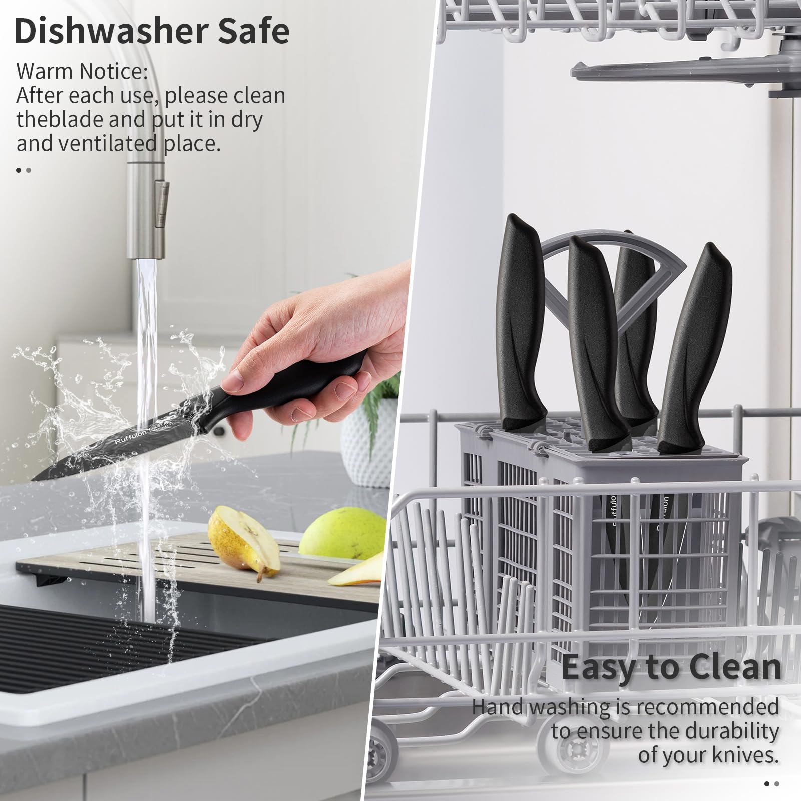 machine or hand washable paring knife with ergonomic grip