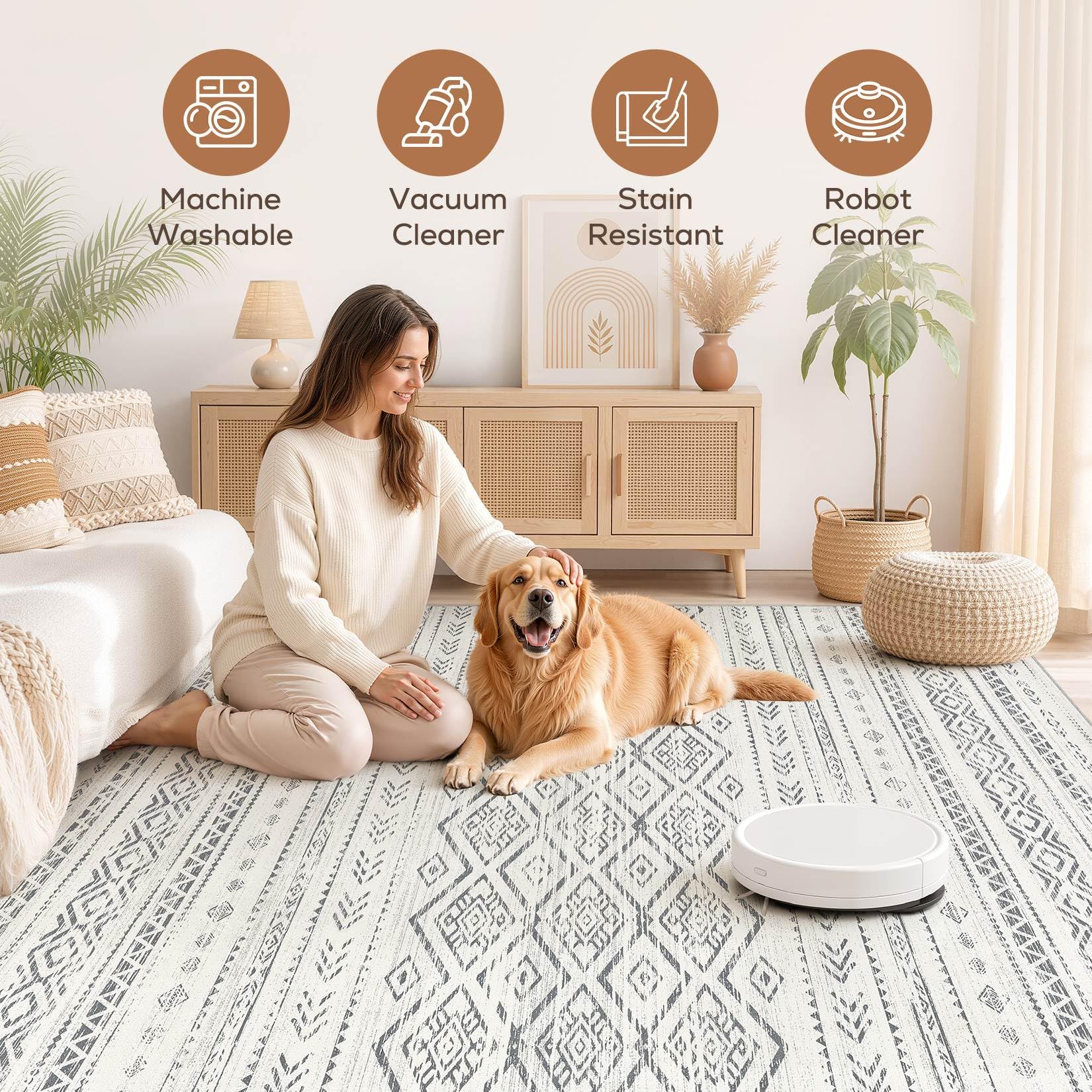 Machine washable area rug cold water Nakagishi 5x7 grey