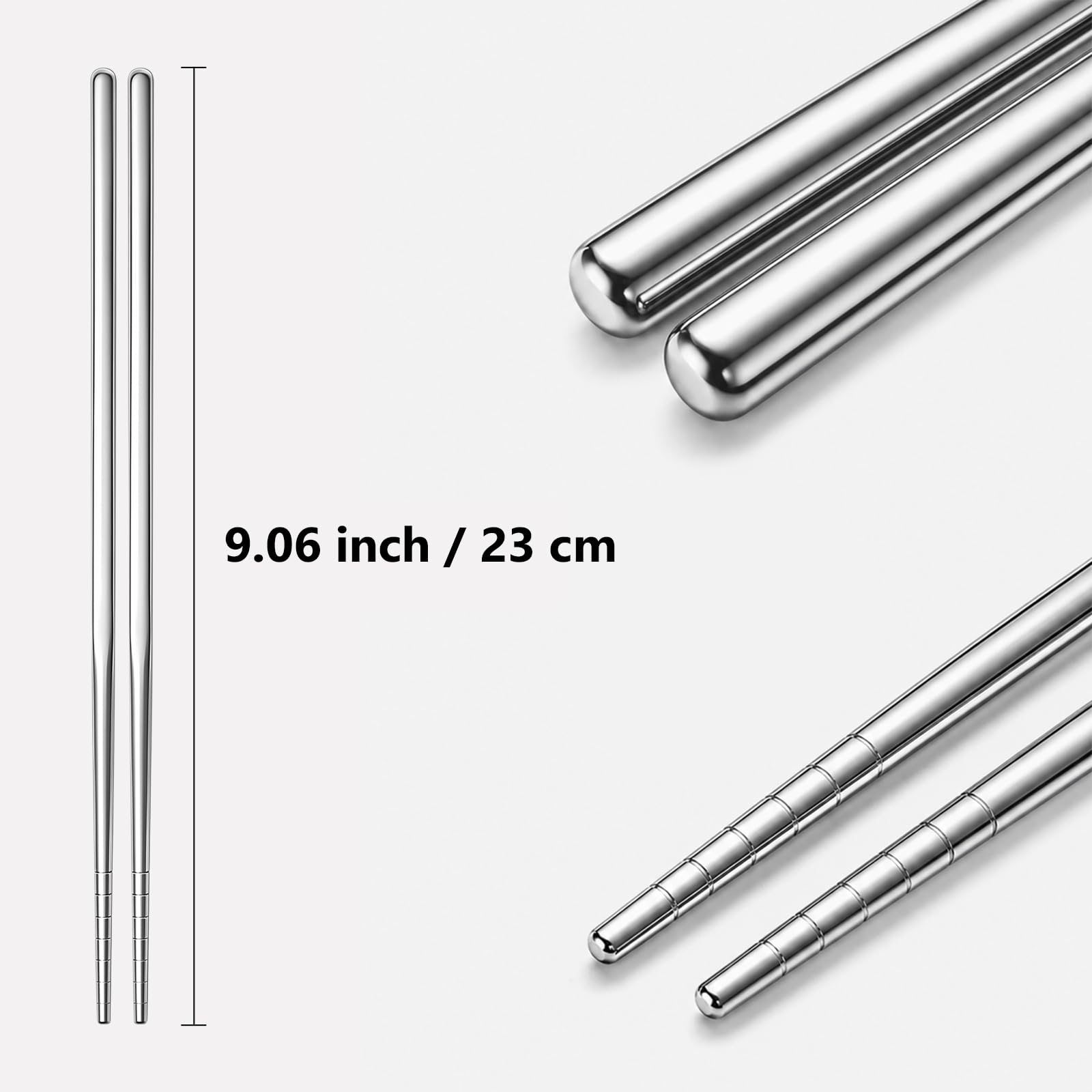 Maclia metal chopsticks non-slip grooves square body
