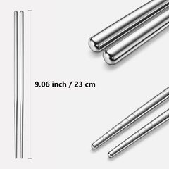 Maclia metal chopsticks non-slip grooves square body