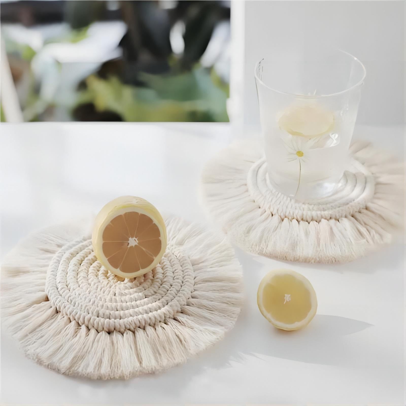 Boho style macrame desk table coasters