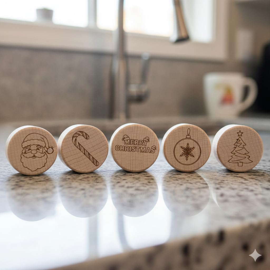 Made by Massing Christmas wine bottle stoppers wooden set