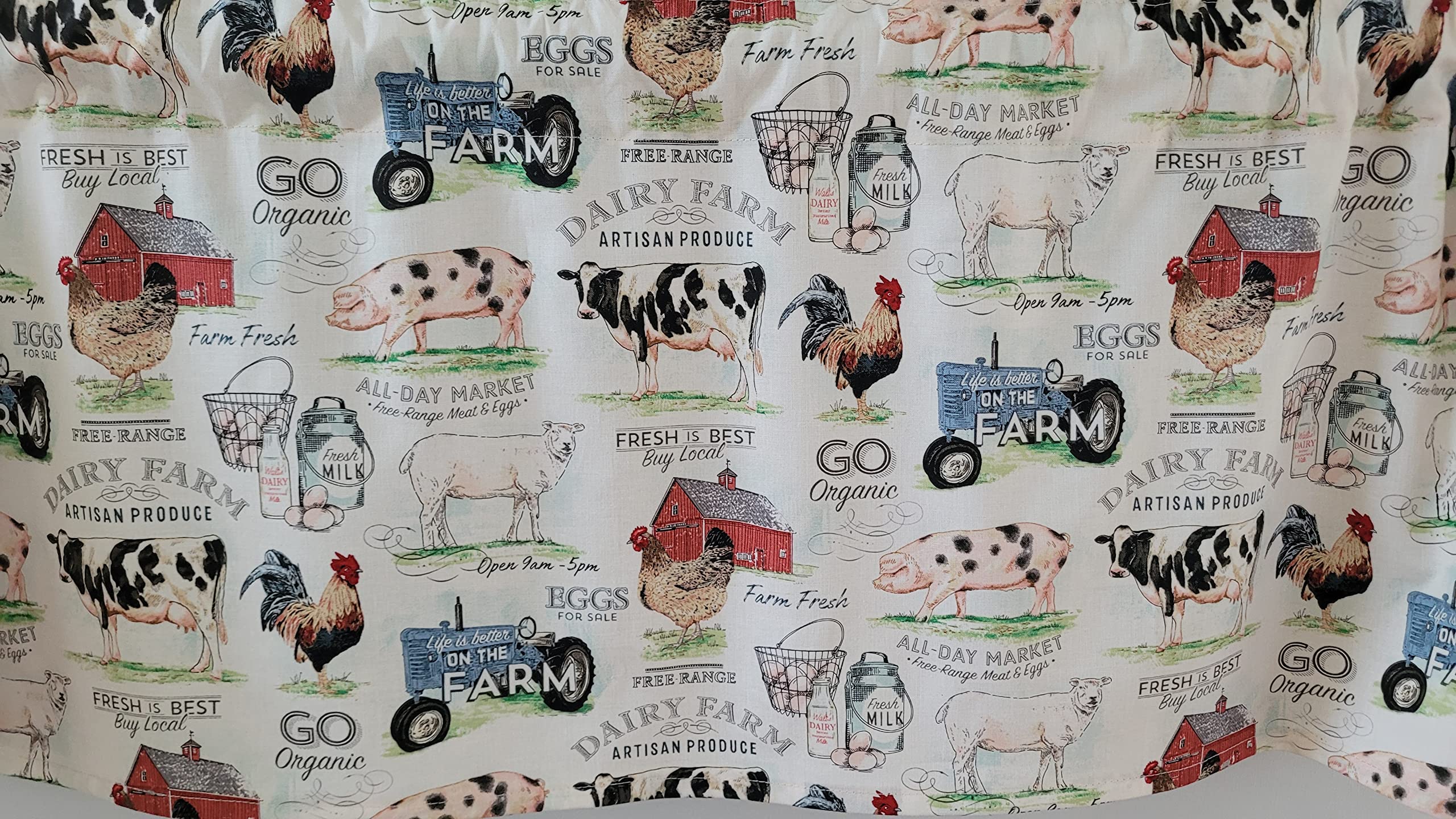 Made in America farm themed curtain for kitchen