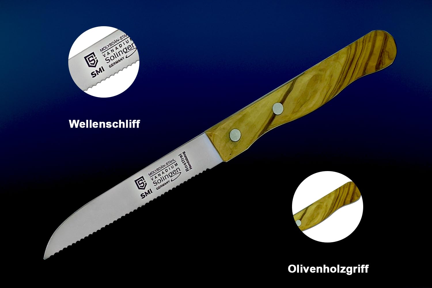 Germany made kitchen knife offering serrated edge for tomatoes