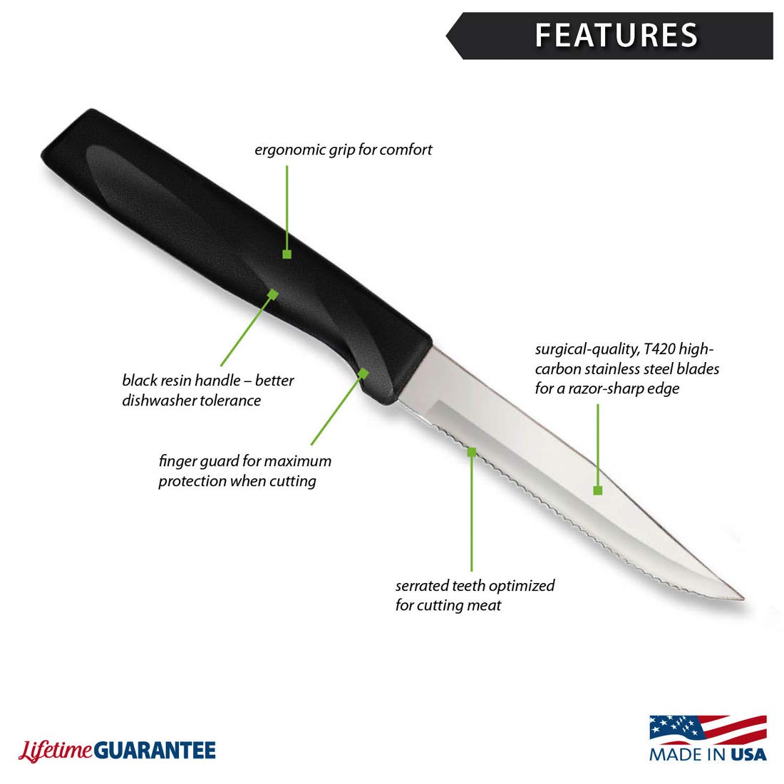 Versatile steak knife suitable for steaks chops lamb poultry and more