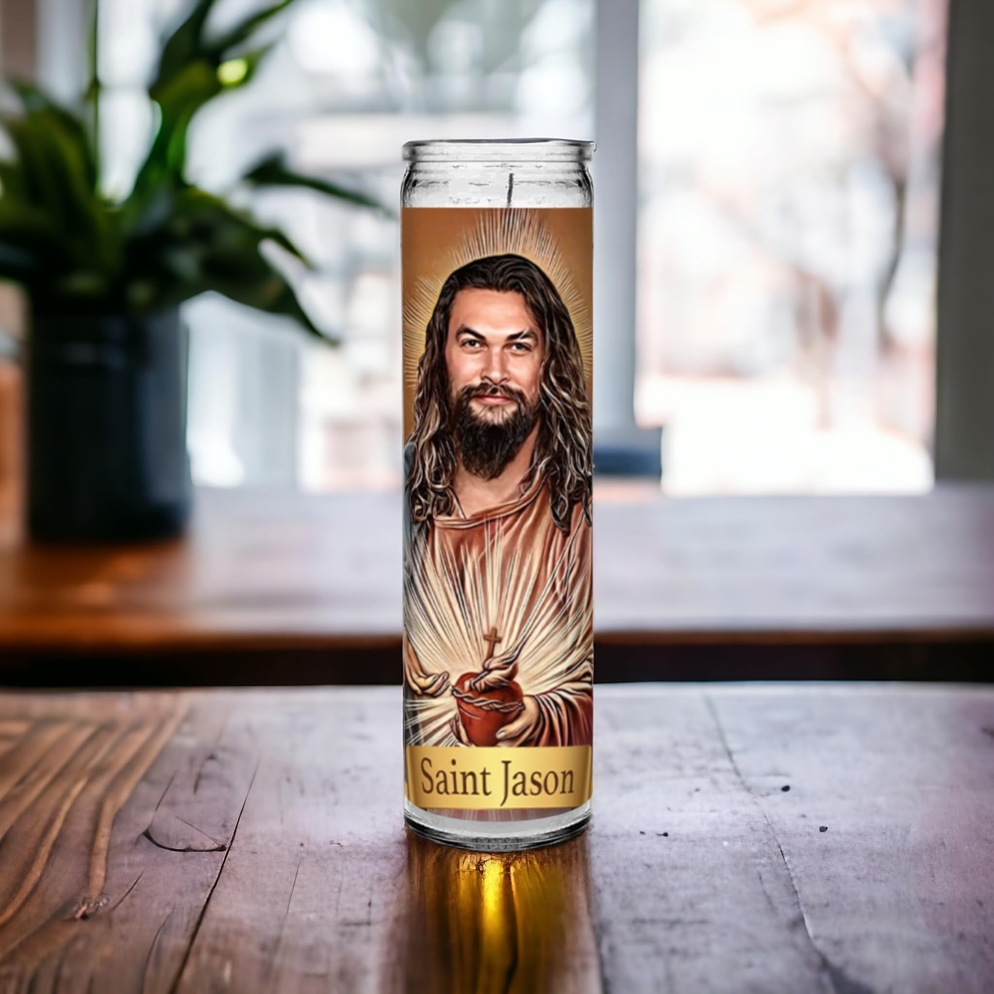 7 day burn time prayer candle Saint Jason Momoa