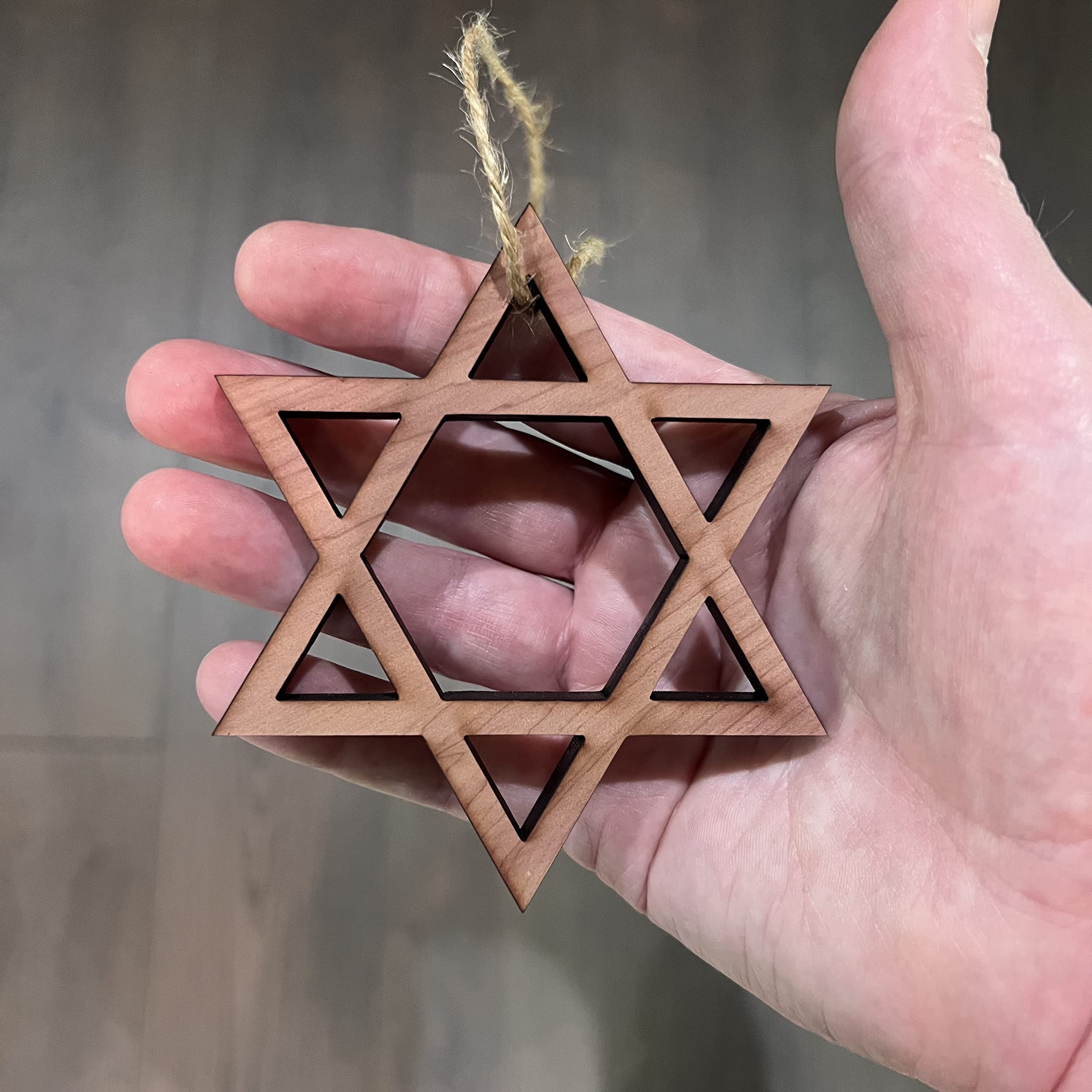 Front sanded 1/4 inch cedar ornament Star of David