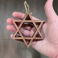 Front sanded 1/4 inch cedar ornament Star of David