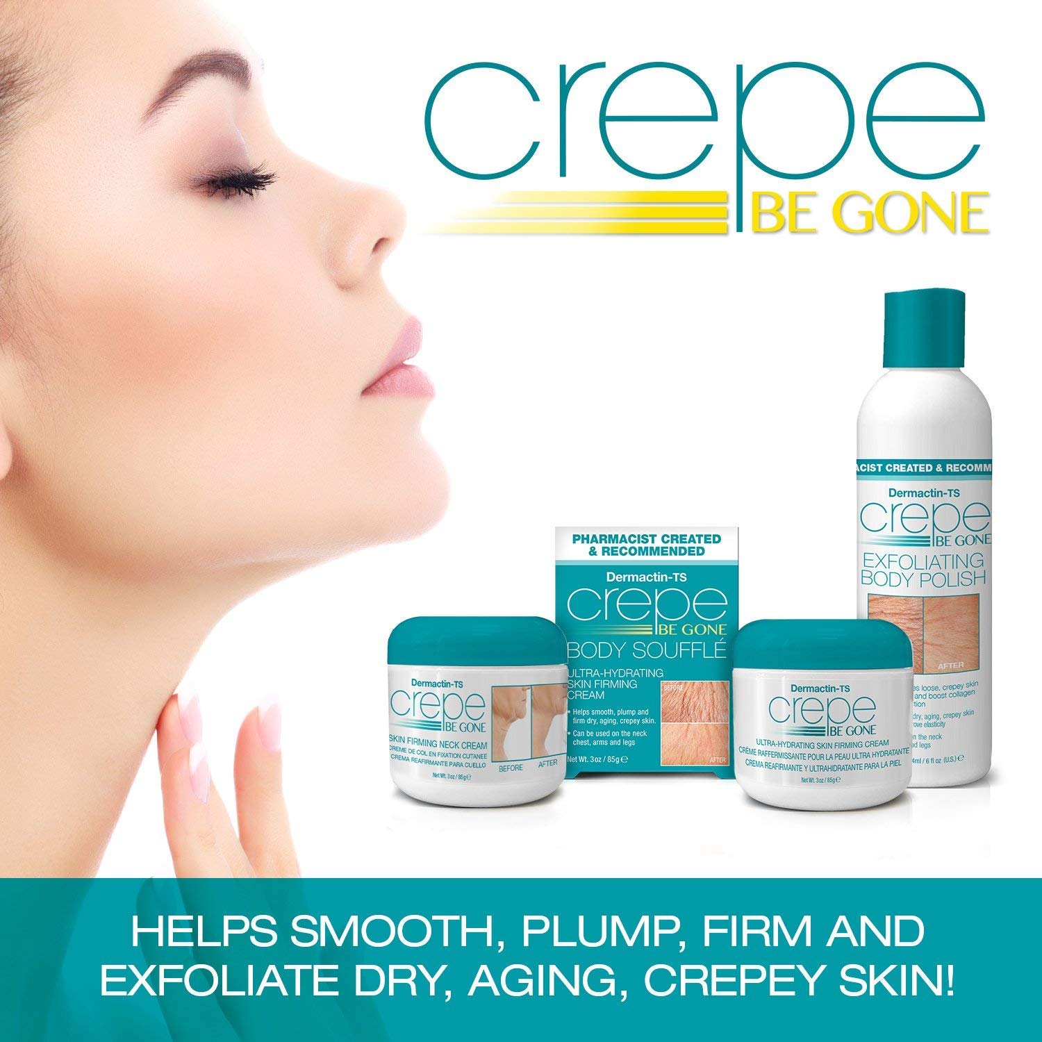 Made in USA Dermactin Crepe Be Gone packaging and product