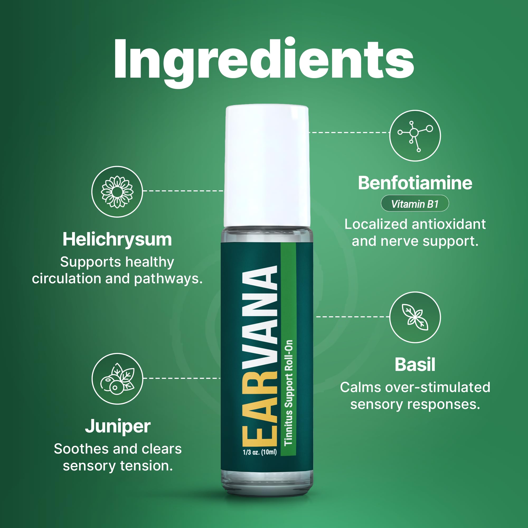 Made in USA EarVana calming ear roll-on packaging