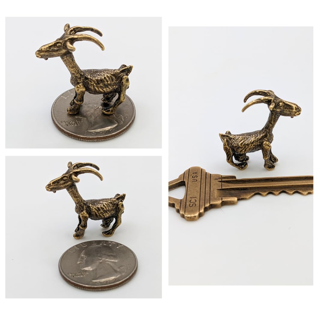 Goat figurine desk decor compact brass display
