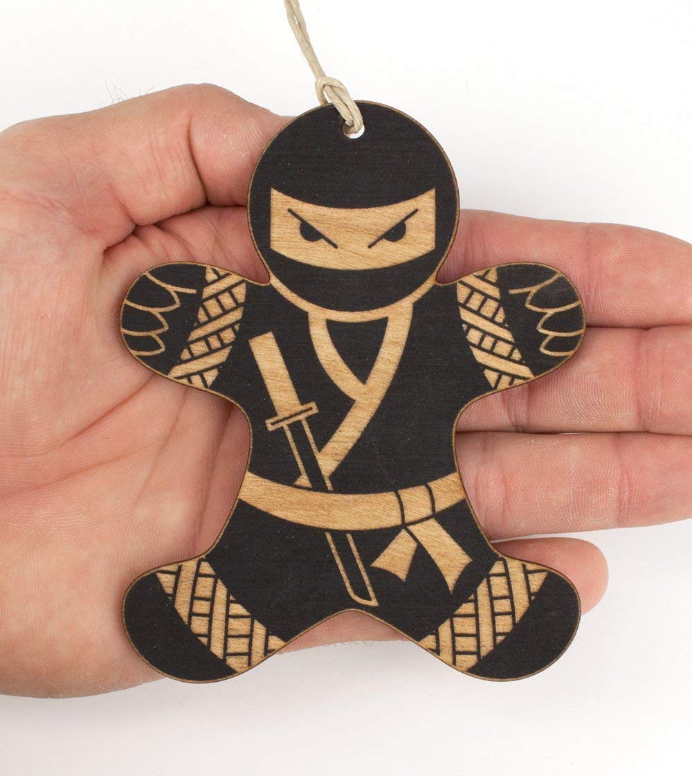Made in U.S.A. Ninja Gingerbread Man Christmas Ornament birch wood