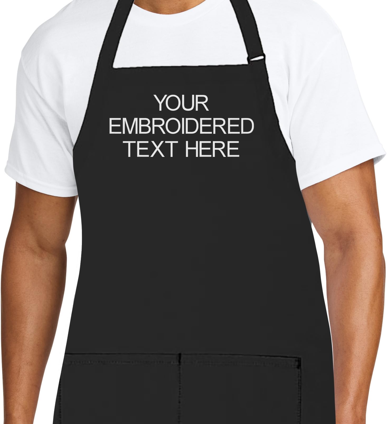 USA crafted embroidered apron front view