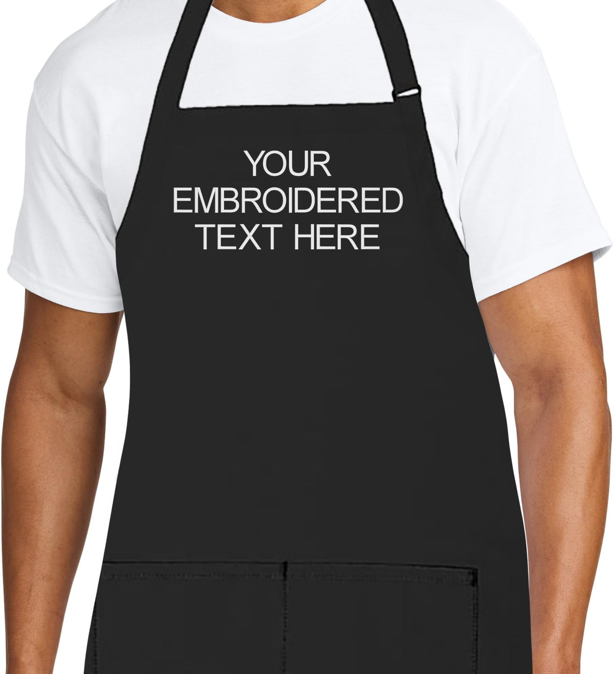 USA crafted embroidered apron front view
