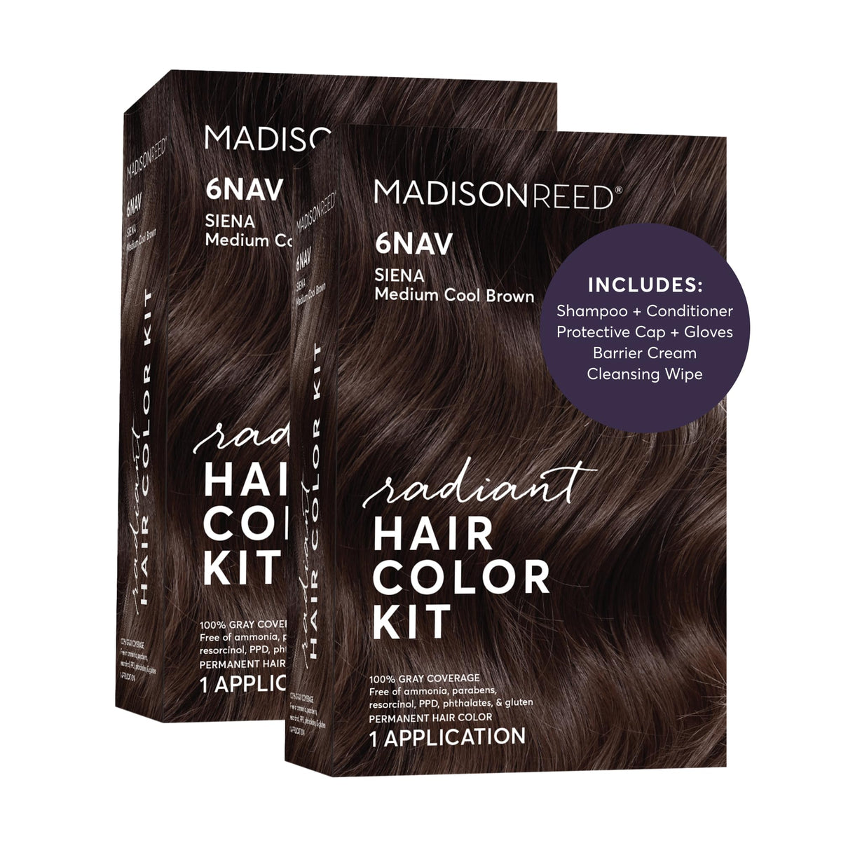 Madison Reed Radiant Hair Color Kit packaging in 6NAV Medium Cool Brown