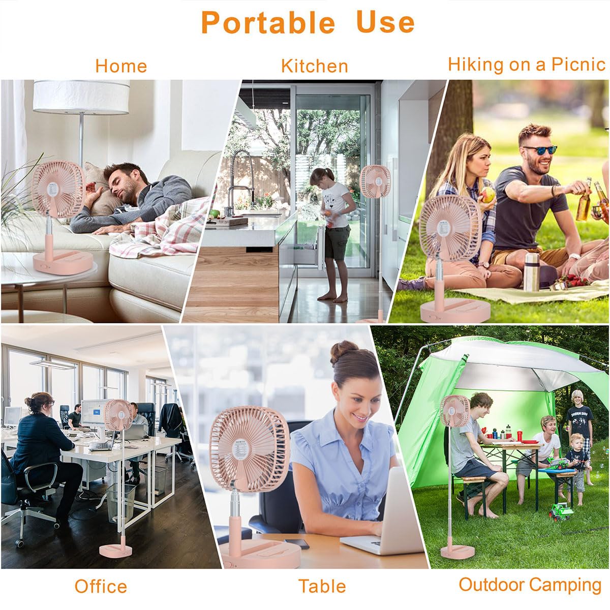 Foldaway standing fan remote control pink by Magesh