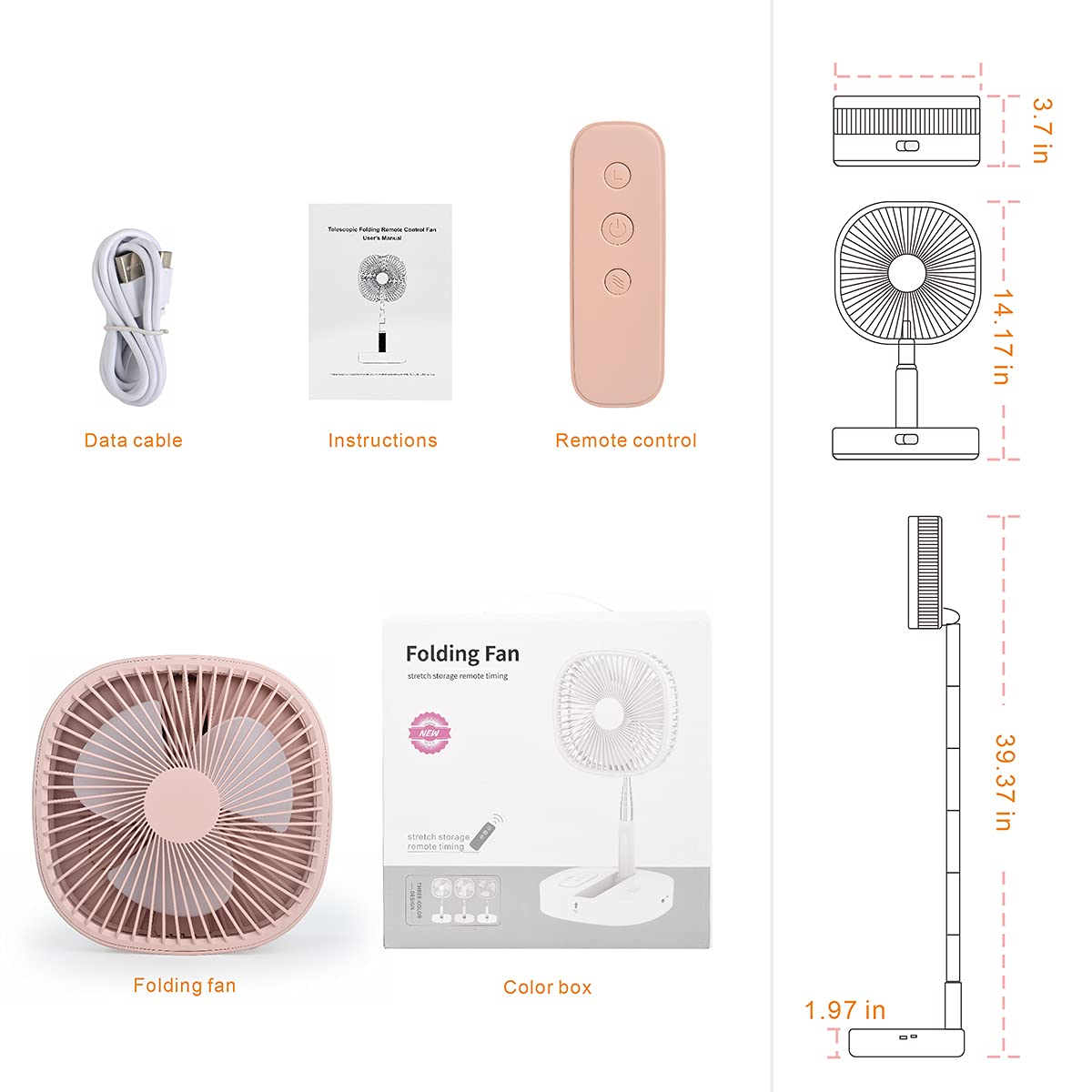 Power bank capable portable fan pink by Magesh
