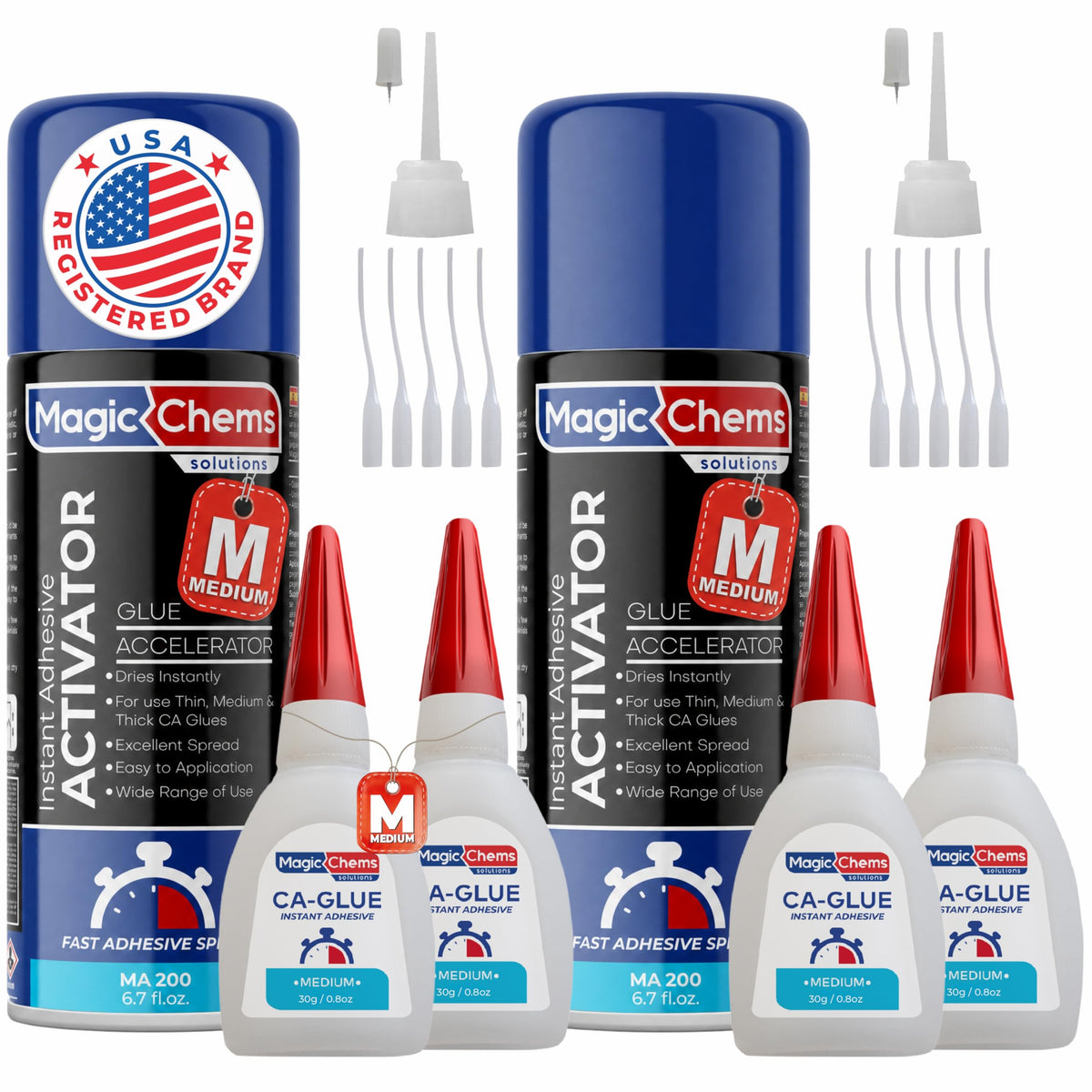 Magic Chems CA Glue with Activator 2 Pack packaging