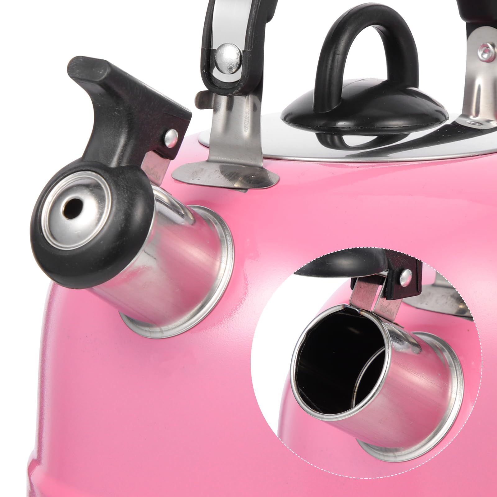 Kettle with automatic whistle indicates water boiling on stovetop