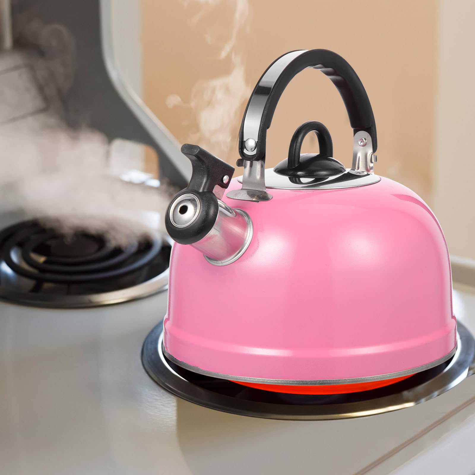Spherical stainless steel kettle for stovetop