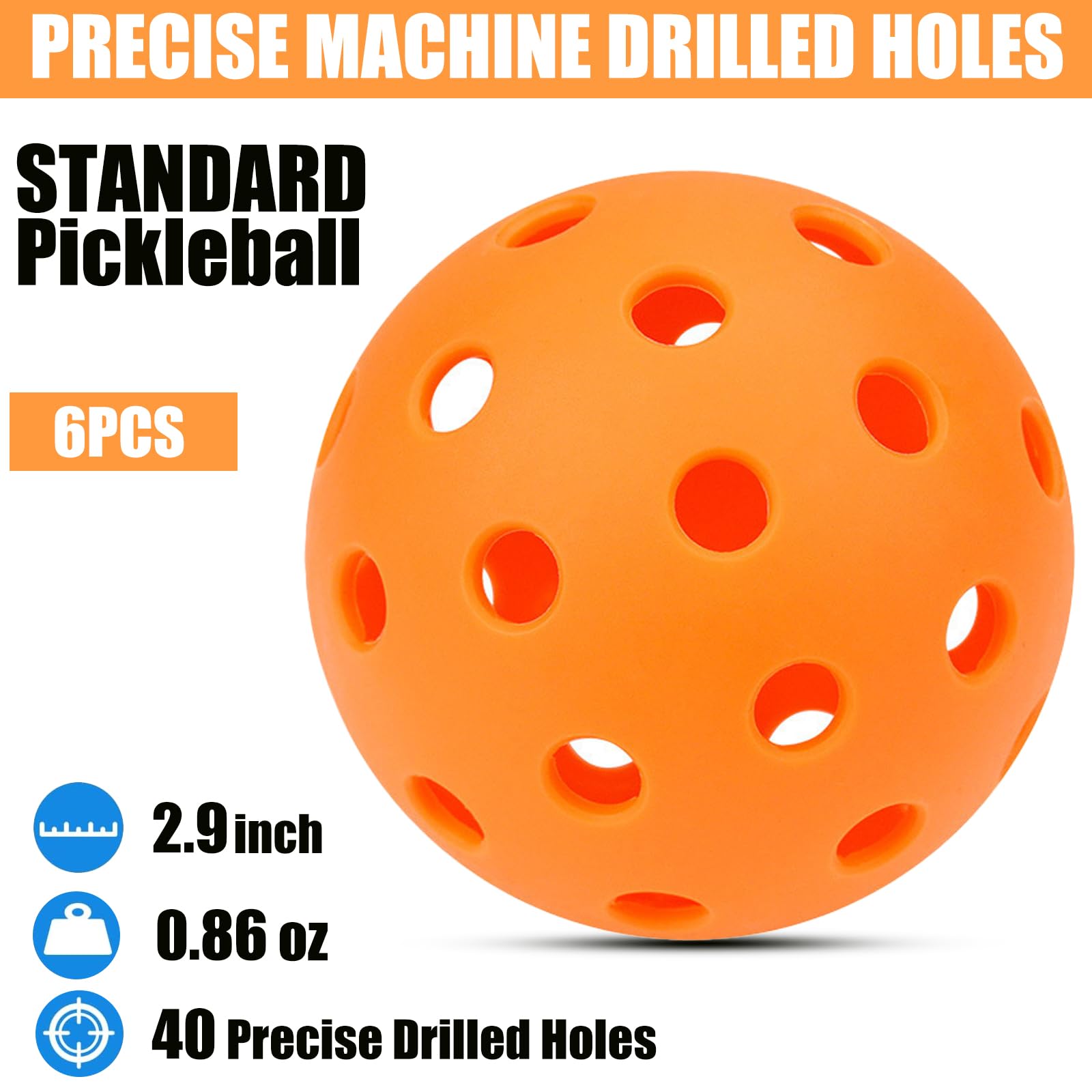 Magicorange Pickleball Balls 40 Holes Outdoor 6 Pack multicolor colors