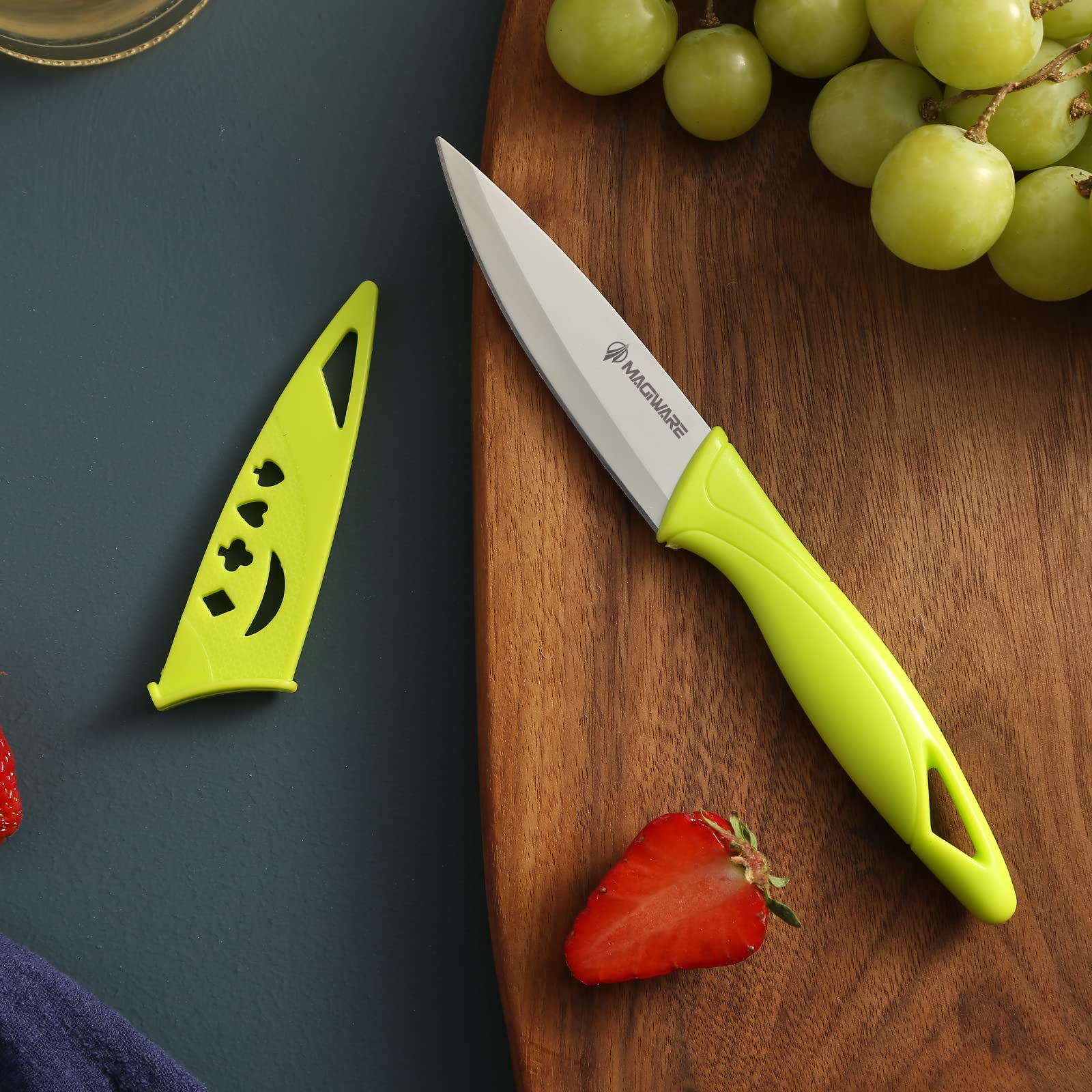Rainbow colored Magiware paring knives