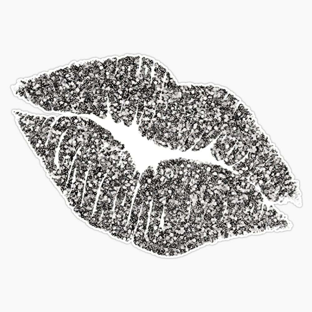 Magnet bumper sticker car magnet MAGNET Glitter Lips Silver 5 inch