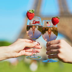 Magnetic glass drink markers ideal for Valentine wine