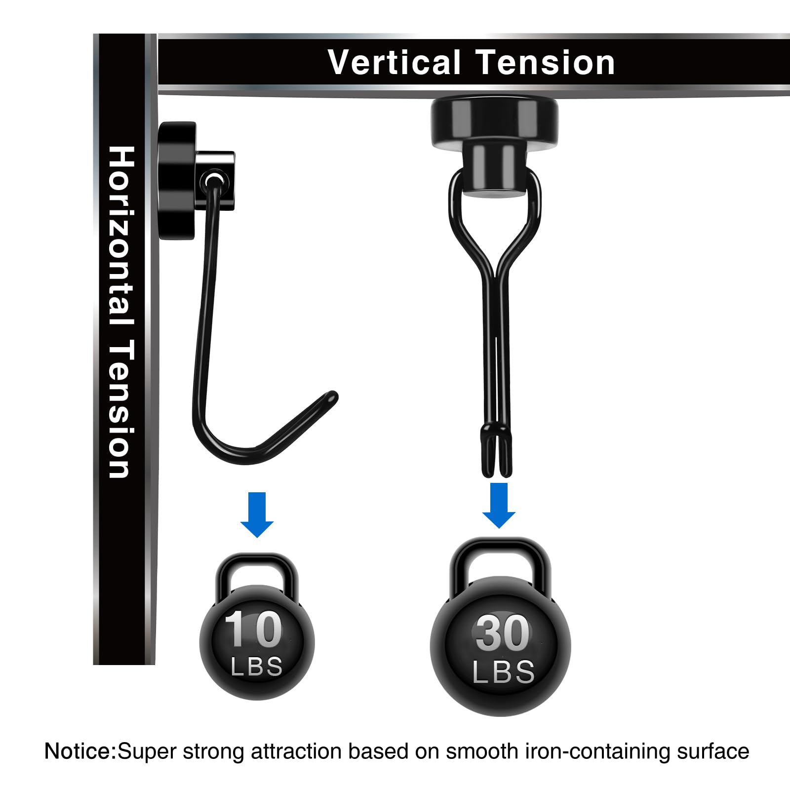 30 pounds pull magnetic hook in horizontal use