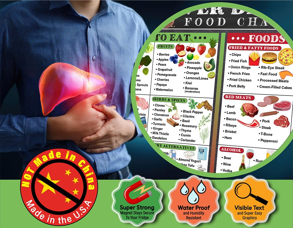 Magnetic liver health chart for kitchen use