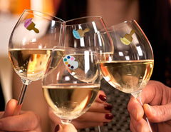 Magnetic wine glass charms with paint brush design for party