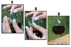 Magnetic wine glass markers set of 6 for stemless glasses