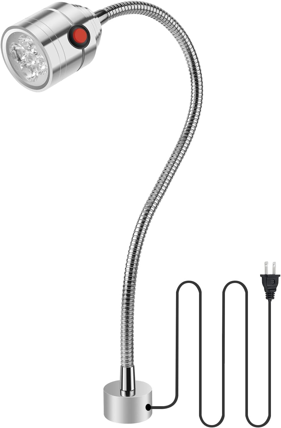 Magnetic work light with flexible gooseneck and magnetic base for bench use