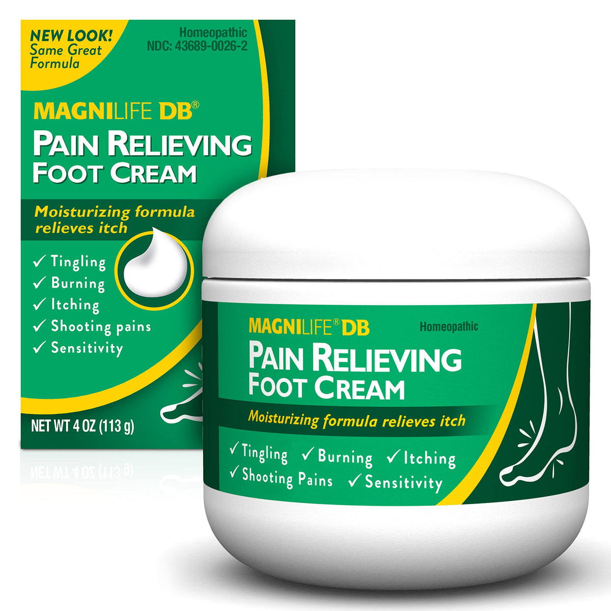 MagniLife DB Pain Relieving Foot Cream jar 4 Oz