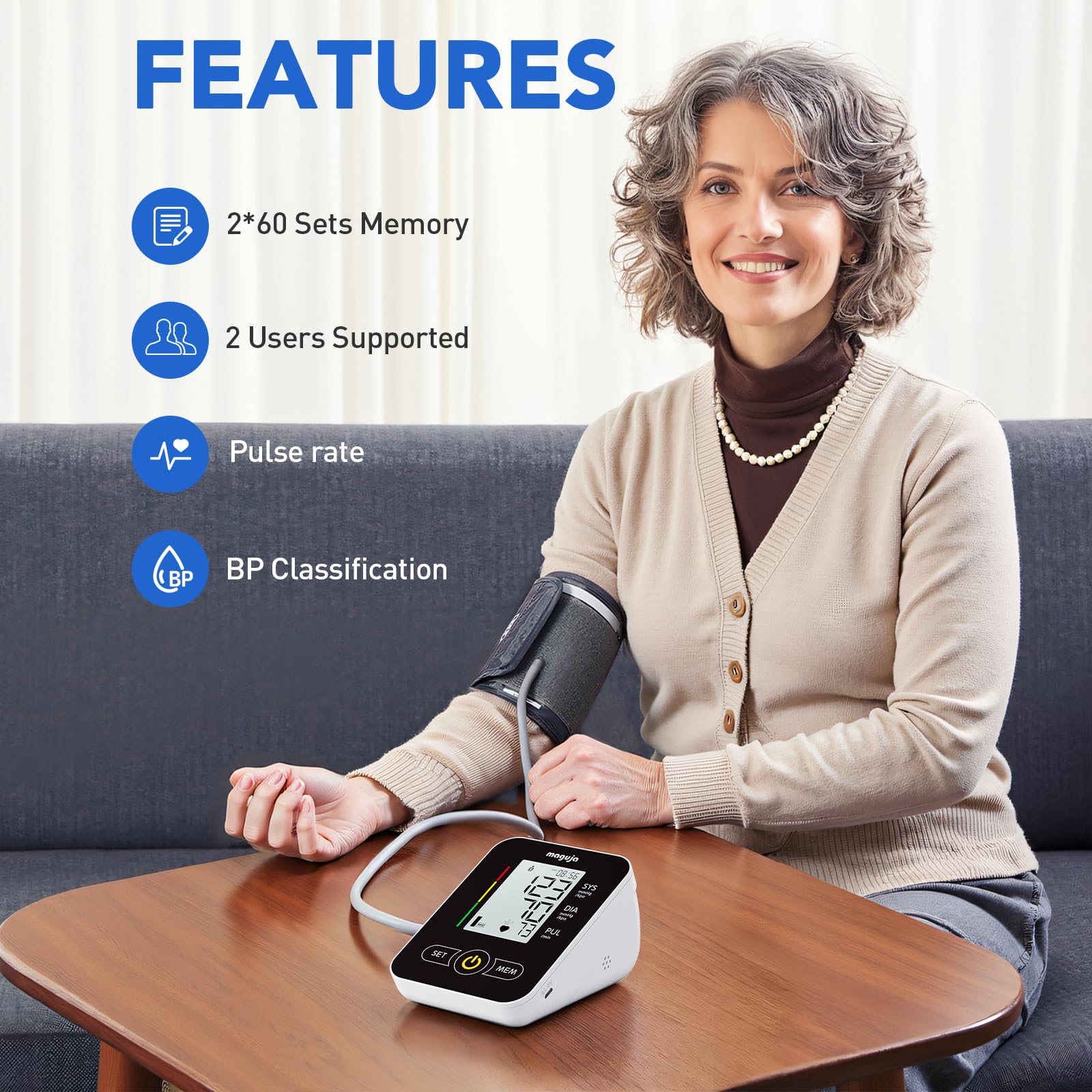 USB charging cable and storage bag included with device