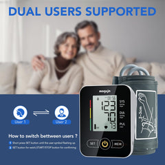 BP monitor memory stores up to 120 readings for two users