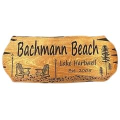 Outdoor wall sign crafted from rot resistant mahogany